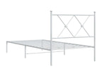 Metal bed frame without mattress, with white headboard, 90x200cm