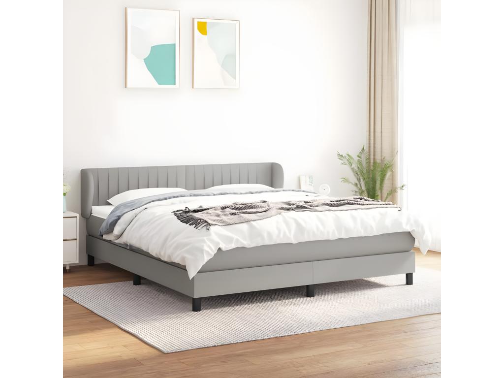 Meublori bed base with light grey 180x200 mattress, fabric