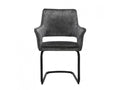 Set of 2 chairs in dark grey fabric with black metal legs - Meublori
