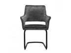 Set of 2 chairs in dark grey fabric with black metal legs - Meublori