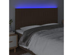 LED Headboard, Dark Brown, 200x5x118/128 cm, Fabric