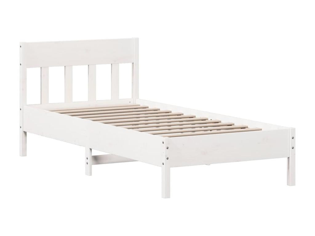 Bed frame without mattress, white, 90x200 cm, solid pine wood, FSEH86149