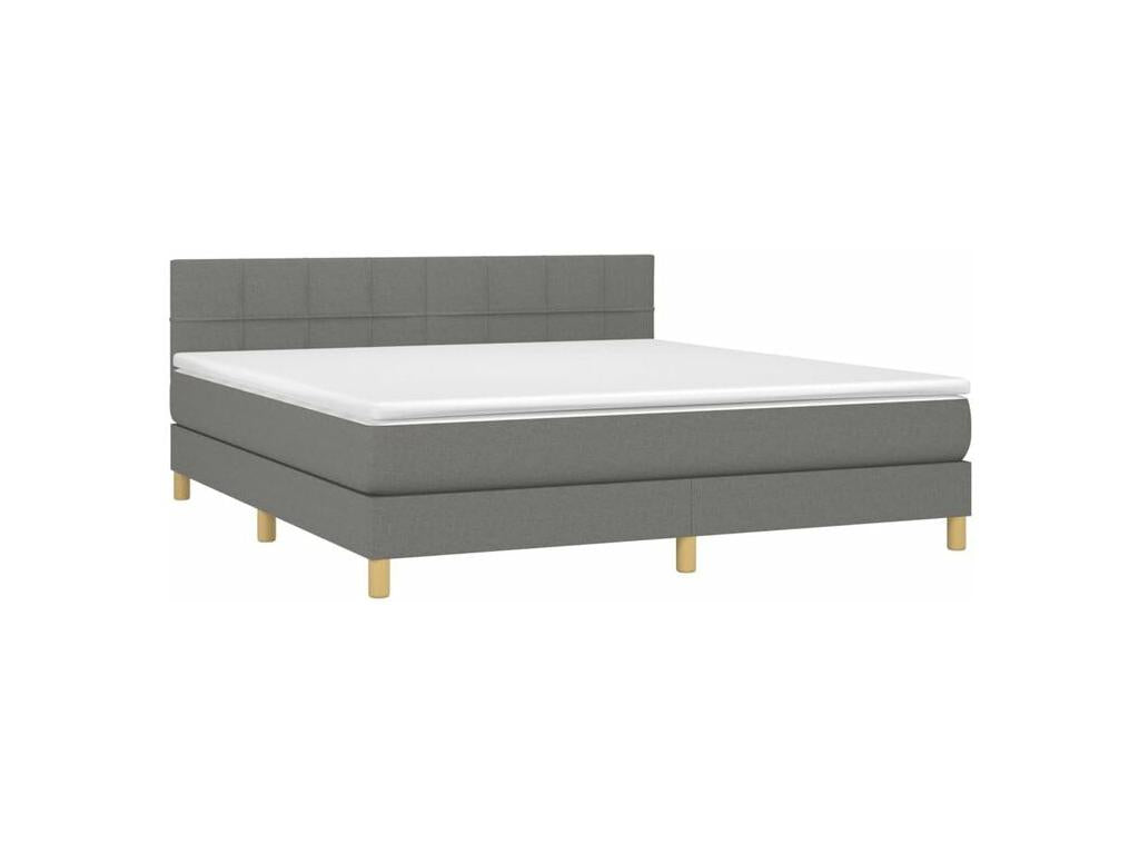 Bed base with Meublori bed and mattress and LED, Dark Grey, 160x200
