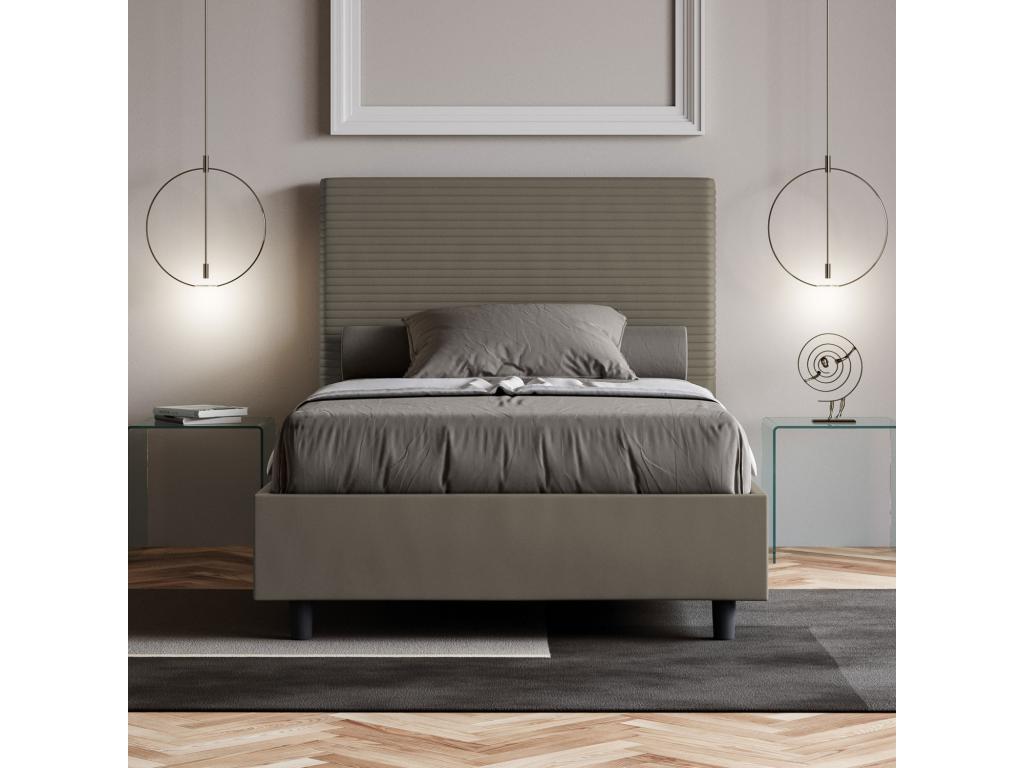 Single bed without slatted base, upholstered, 120x190 cm, cappuccino faux leather, Meublori