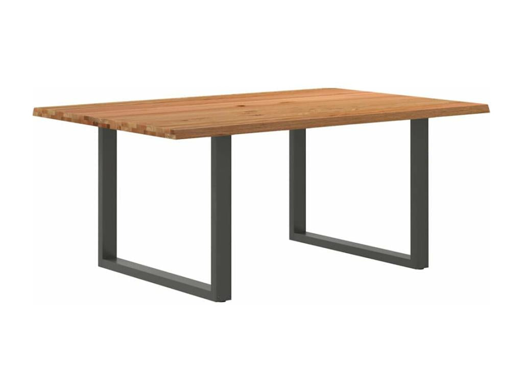 Rectangular light brown solid oak wood dining table