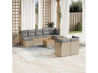 Garden furniture set with 10 beige resin wicker cushions