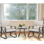 COSIEST 3-piece Outdoor Rocking Chair Chat Set with Side Table