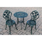 Camellia Cast Aluminum Verdi Green 3-piece Bistro Set with Table and 2 Chairs