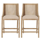 Christopher Knight Home Cataldo Fabric Upholstered Wood and Cane 25.5-Inch Counter Stools (Set of 2)