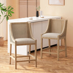 Christopher Knight Home Cataldo Fabric Upholstered Wood and Cane 25.5-Inch Counter Stools (Set of 2)