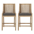 Christopher Knight Home Cataldo Fabric Upholstered Wood and Cane 25.5-Inch Counter Stools (Set of 2)
