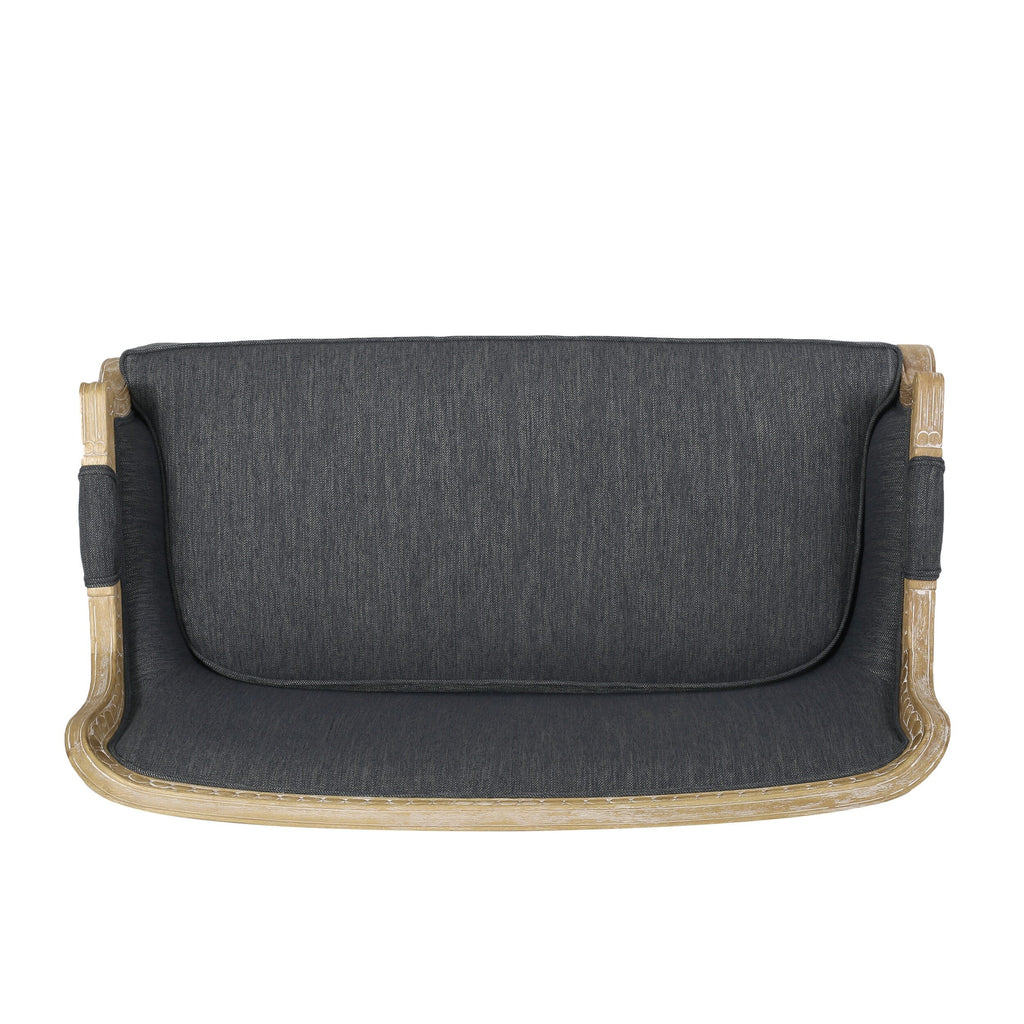 Charcoal Wood Loveseat Sofa with Rubber Wood Frame