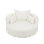 Chenille Accent Barrel Chair Lounge Chair, Round Sofa Chair Armchair with 360-Degree Swivel Base and 3 Removable Pillows