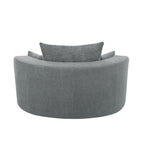 Chenille Accent Barrel Chair Lounge Chair, Round Sofa Chair Armchair with 360-Degree Swivel Base and 3 Removable Pillows