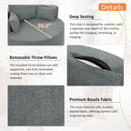 Chenille Accent Barrel Chair Lounge Chair, Round Sofa Chair Armchair with 360-Degree Swivel Base and 3 Removable Pillows