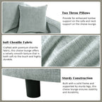 Chenille Chaise Lounge Sofa Bed, Upholstered Sofa Couch with Tufted Backrest and 2 Detachable Pillows for Living Room