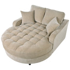 Chenille Chaise Lounge Sofa Bed, Upholstered Sofa Couch with Tufted Backrest and 2 Detachable Pillows for Living Room