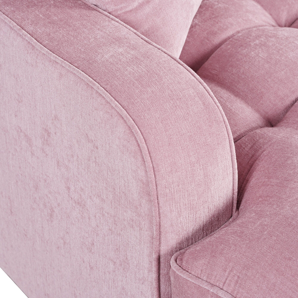 Chenille Chaise Lounge Sofa Bed, Upholstered Sofa Couch with Tufted Backrest and 2 Detachable Pillows for Living Room