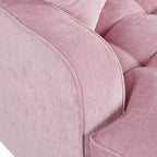 Chenille Chaise Lounge Sofa Bed, Upholstered Sofa Couch with Tufted Backrest and 2 Detachable Pillows for Living Room