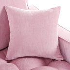 Chenille Chaise Lounge Sofa Bed, Upholstered Sofa Couch with Tufted Backrest and 2 Detachable Pillows for Living Room