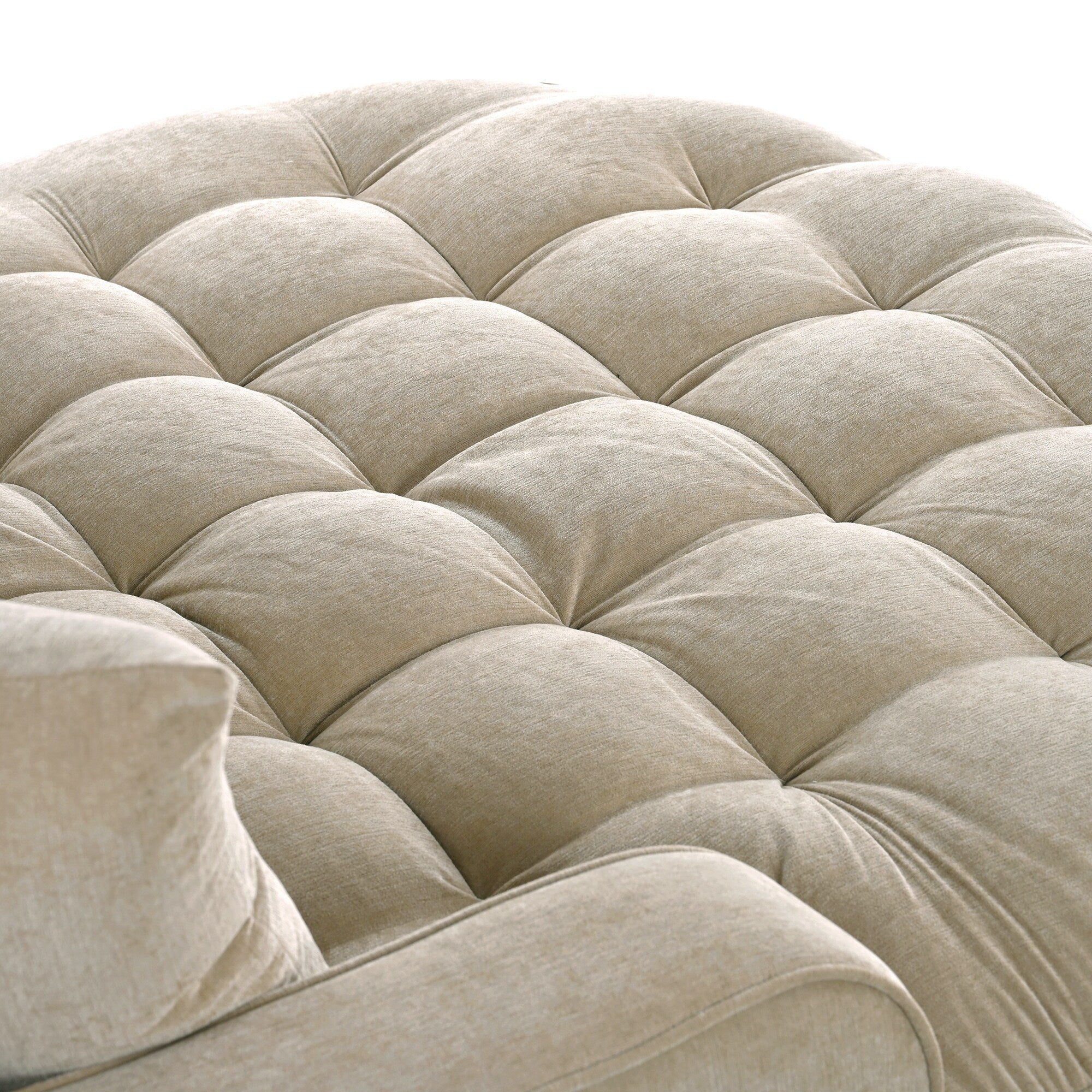 Chenille Chaise Lounge Sofa Bed, Upholstered Sofa Couch with Tufted Backrest and 2 Detachable Pillows for Living Room