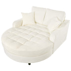 Chenille Chaise Lounge Sofa Bed, Upholstered Sofa Couch with Tufted Backrest and 2 Detachable Pillows for Living Room