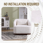 Chenille Swivel Barrel Chair, 360-Degree Comfy Accent Sofa for Living Room, Bedroom, and Study with Removable Cushion