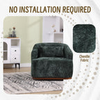 Chenille Swivel Barrel Chair, 360-Degree Comfy Accent Sofa for Living Room, Bedroom, and Study with Removable Cushion