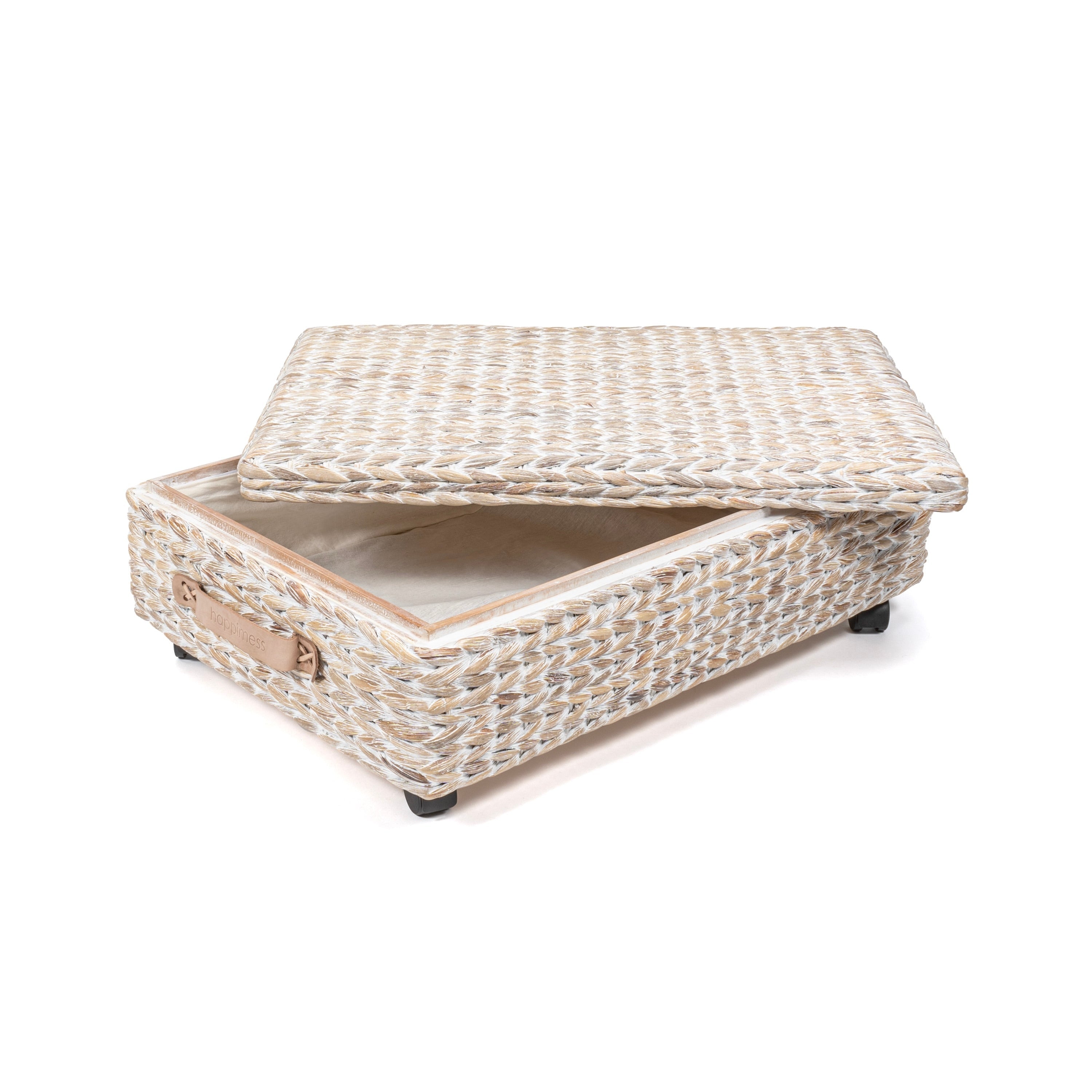 happimess Hyacinth/Wood Underbed Storage Bin with Wheels & Handles
