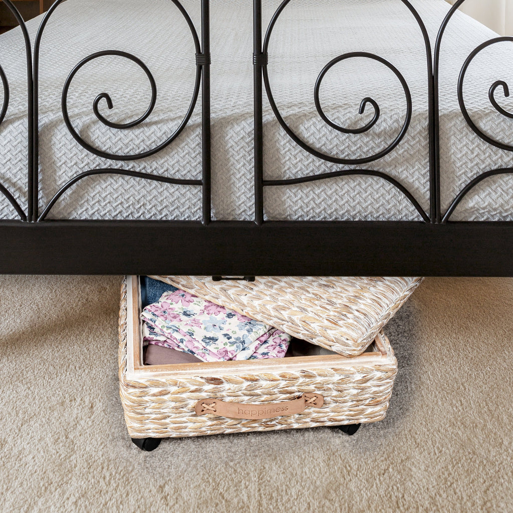 happimess Hyacinth/Wood Underbed Storage Bin with Wheels & Handles