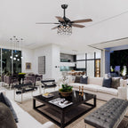 Chrome/ Crystal 4-light Chandelier/ Ceiling Fan with Remote