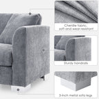 Cloud Sectional Sofa,L-Shaped Luxury Couch Set With 2 Free Pillows,4-Seat Chenille Indoor Furniture With Oversized Chaise