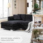Cloud Sectional Sofa,L-Shaped Luxury Couch Set With 2 Free Pillows,4-Seat Chenille Indoor Furniture With Oversized Chaise