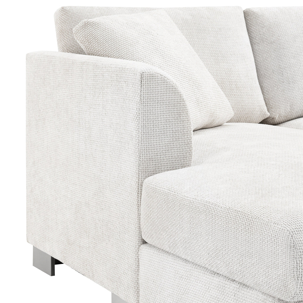 Cloud Sectional Sofa,L-Shaped Luxury Couch Set With 2 Free Pillows,4-Seat Chenille Indoor Furniture With Oversized Chaise