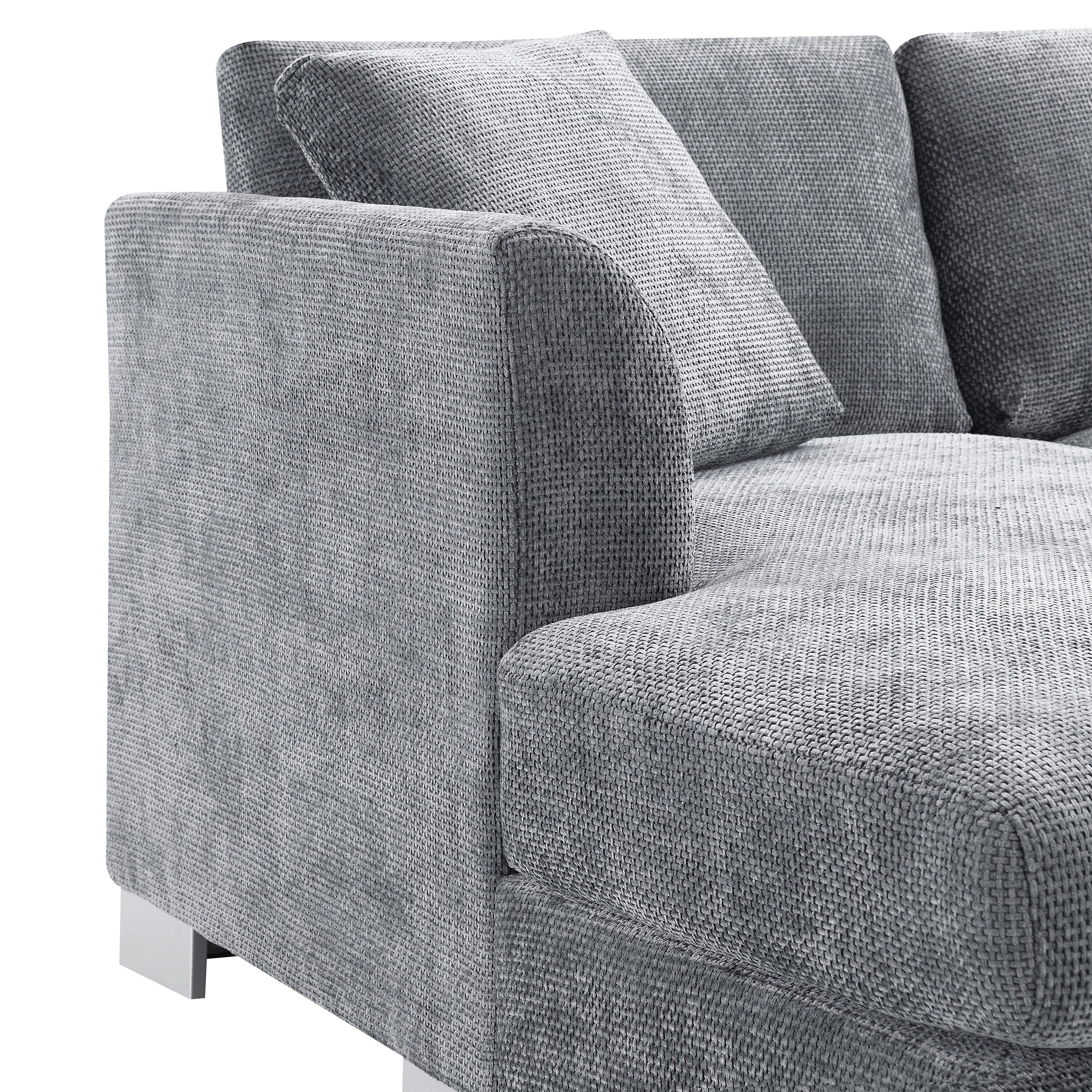 Cloud Sectional Sofa,L-Shaped Luxury Couch Set With 2 Free Pillows,4-Seat Chenille Indoor Furniture With Oversized Chaise
