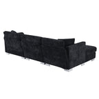 Cloud Sectional Sofa,L-Shaped Luxury Couch Set With 2 Free Pillows,4-Seat Chenille Indoor Furniture With Oversized Chaise