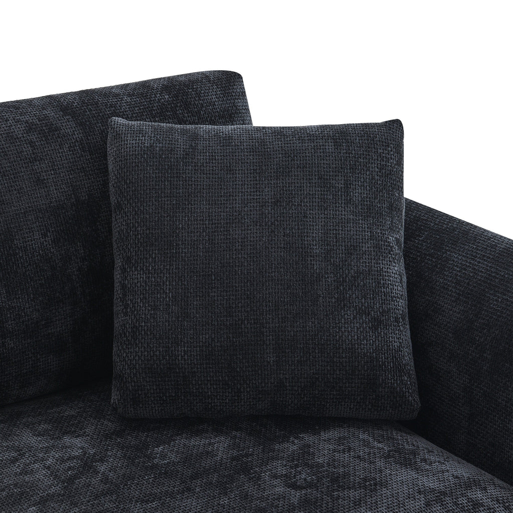 Cloud Sectional Sofa,L-Shaped Luxury Couch Set With 2 Free Pillows,4-Seat Chenille Indoor Furniture With Oversized Chaise