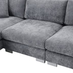 Cloud Sectional Sofa,L-Shaped Luxury Couch Set With 2 Free Pillows,4-Seat Chenille Indoor Furniture With Oversized Chaise