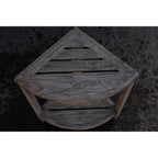 CoastalVogue, Teak Corner Shower Shelf, Shower Stool for Shaving Legs, Shower Foot Stool, Teak Shower Stool, Corner Shower Stool