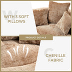 Coffee Oversized 42.52 Chenille Lazy Bean Bag Single Sofa with Three Pillows for Bedroom