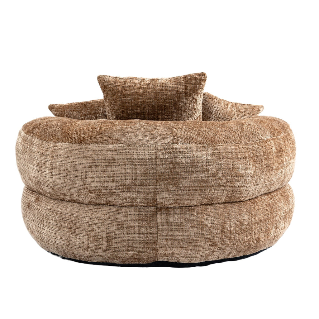 Coffee Oversized 42.52 Chenille Lazy Bean Bag Single Sofa with Three Pillows for Bedroom