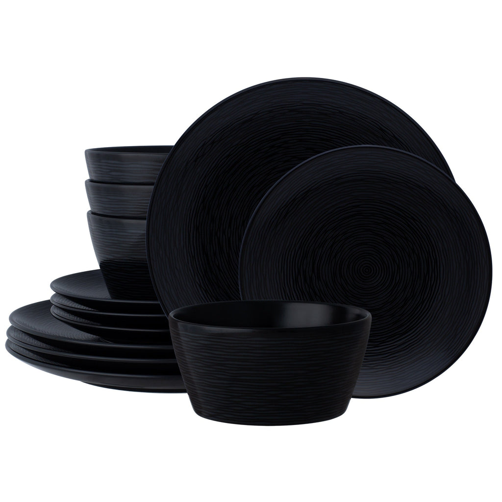 Noritake Colorscapes Swirl 12-Piece Coupe Dinneware Set, Service For 4