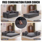 Convertible Floor Sofa Bed with Pillow Back Chenille Fabric for Living Room Bedroom