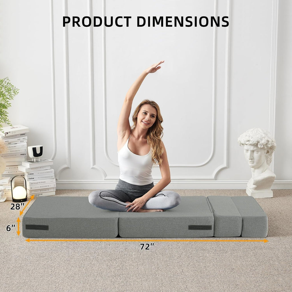 Convertible Folding Sofa Bed - Modern Linen Sleeper Chair with Pillow & Foldable Mattress for Living Room/Dorm/Guest