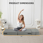 Convertible Folding Sofa Bed - Modern Linen Sleeper Chair with Pillow & Foldable Mattress for Living Room/Dorm/Guest