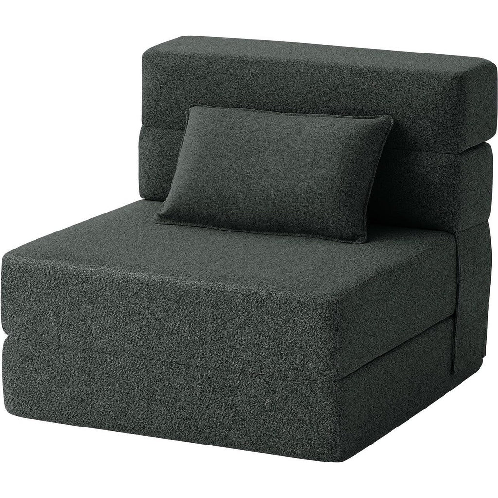 Convertible Folding Sofa Bed - Modern Linen Sleeper Chair with Pillow & Foldable Mattress for Living Room/Dorm/Guest