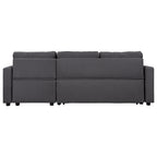 Convertible L-Shaped Sectional Sofa with Pull-Out Bed and Storage Space, 2 Tossing Cushions