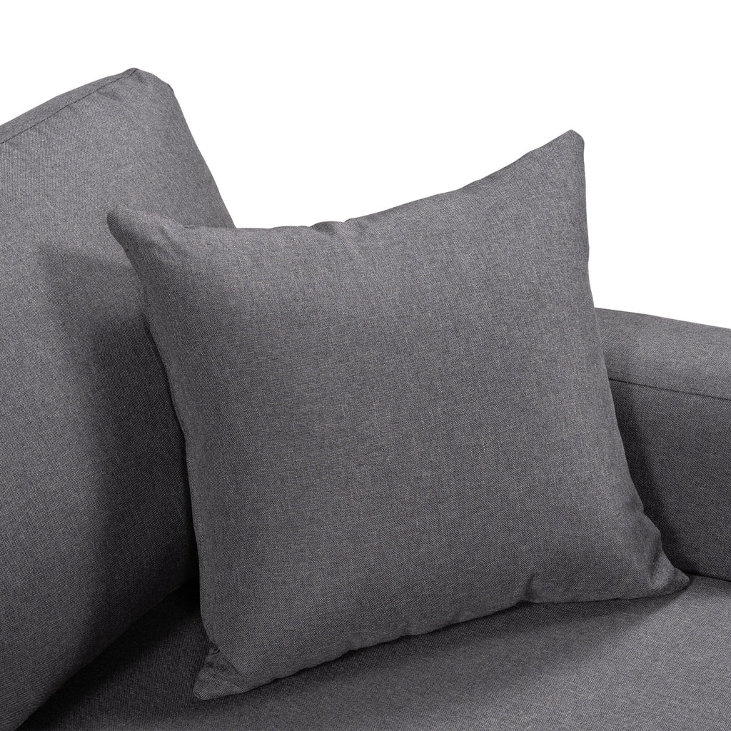 Convertible L-Shaped Sectional Sofa with Pull-Out Bed and Storage Space, 2 Tossing Cushions