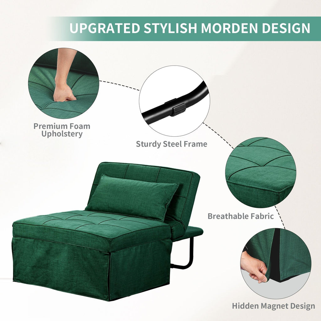 Convertible Sofa Bed Sleeper Sofa Chair Couch Folding Ottoman Recliner Chairs for Living Room
