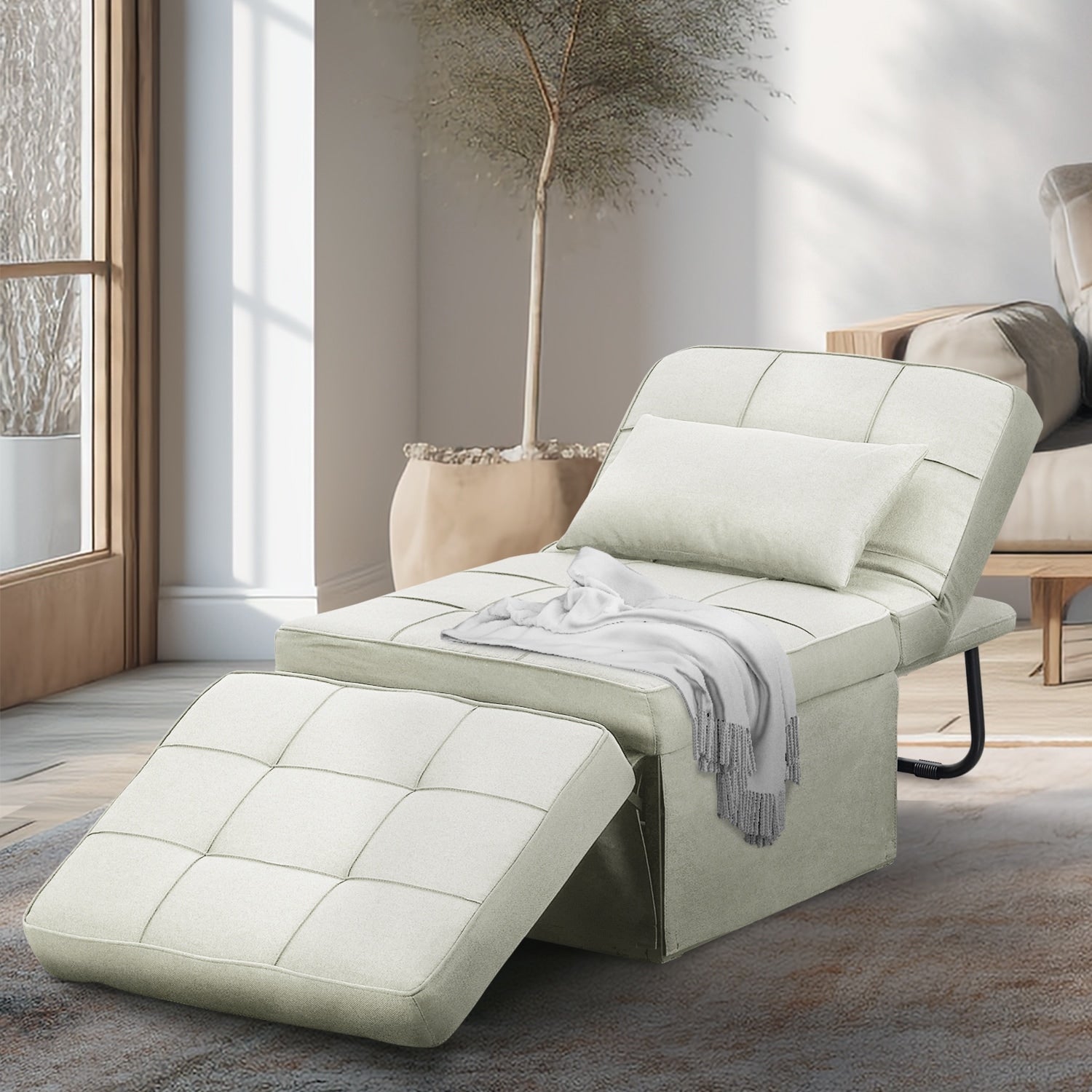 Convertible Sofa Bed Sleeper Sofa Chair Couch Folding Ottoman Recliner Chairs for Living Room